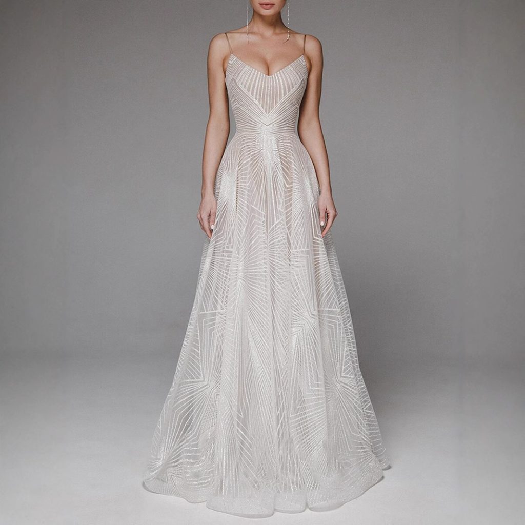 Sexy Strapless Embroidered Sleeveless Dress Evening Gown