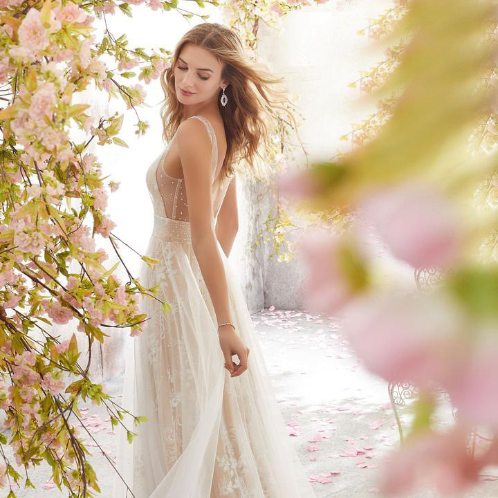 Elegant V-Neck Sleeveless Lace Wedding DressSexy Bridal Gown - Image 4