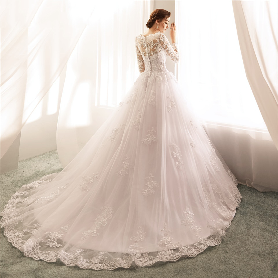 Vestido de Noiva Long Sleeves Wedding Dresses Lace A Line Wedding Gowns Sexy Sheer New Arrival Bride Dress Robe De Mariee - Image 3